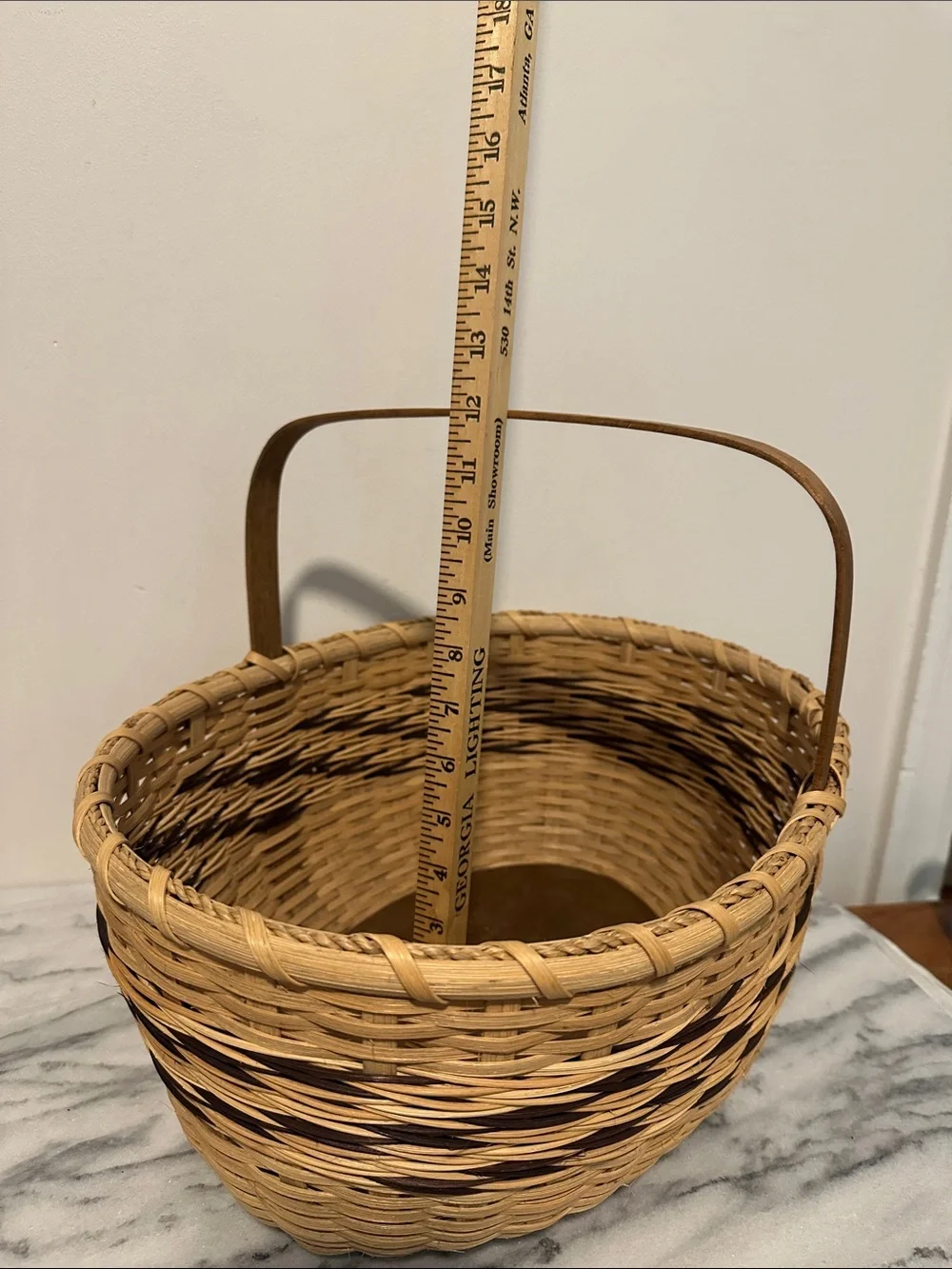 Nantucket style gathering basket signed Barb & Carol ‘95 wood bottom vintage